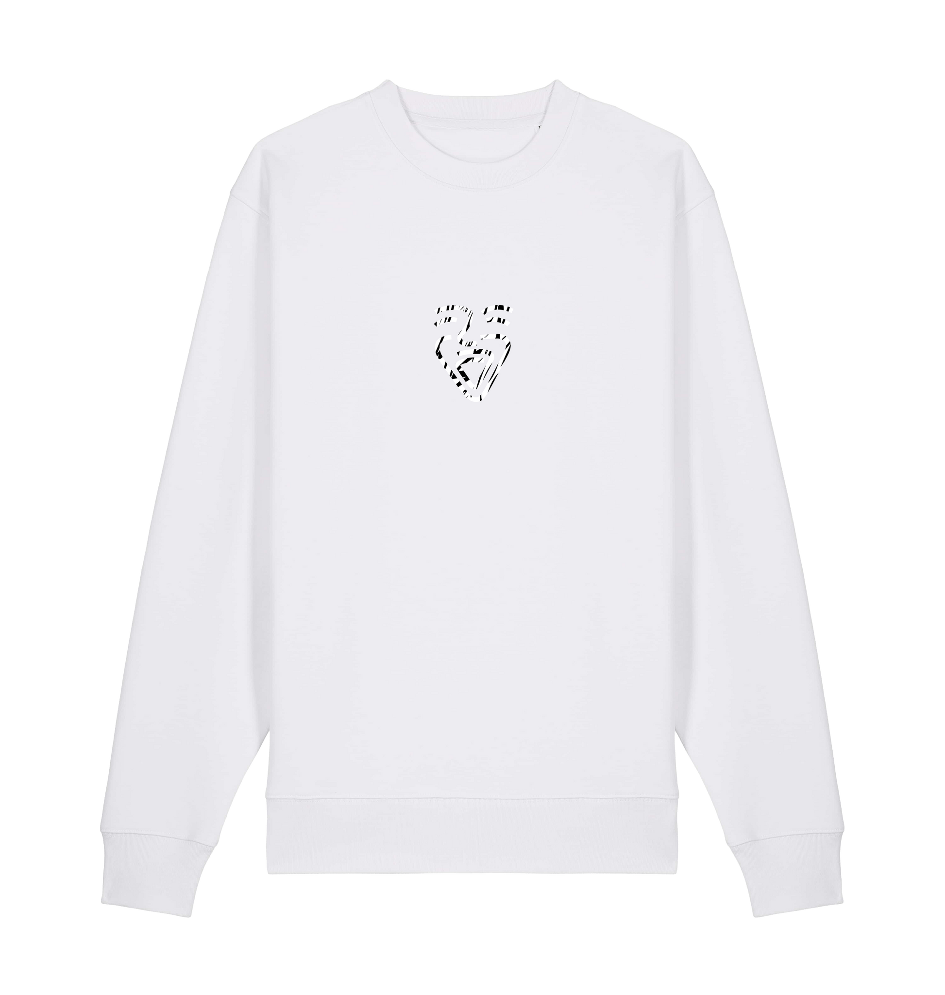 White Printed Sweater Front