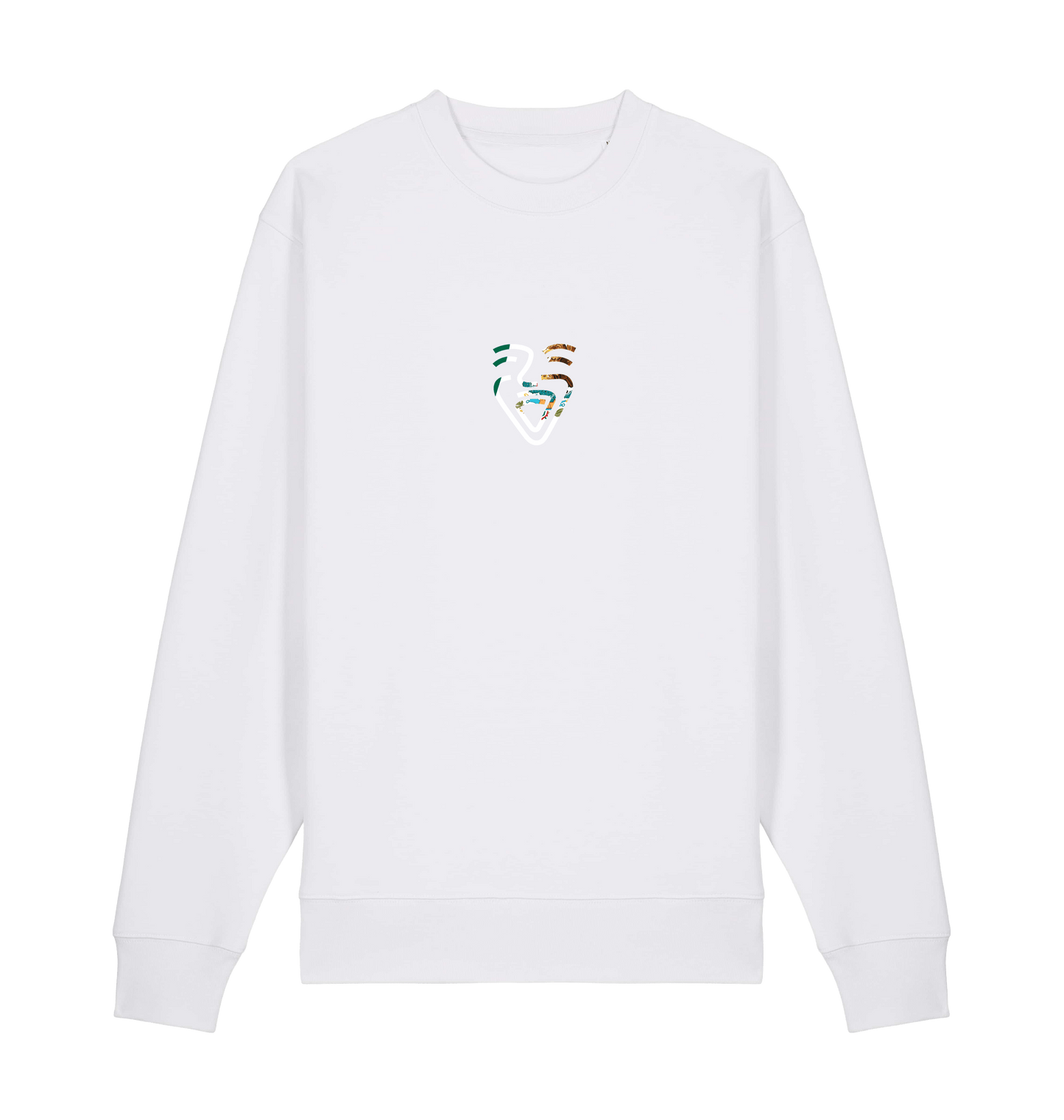 White Printed Sweater Front