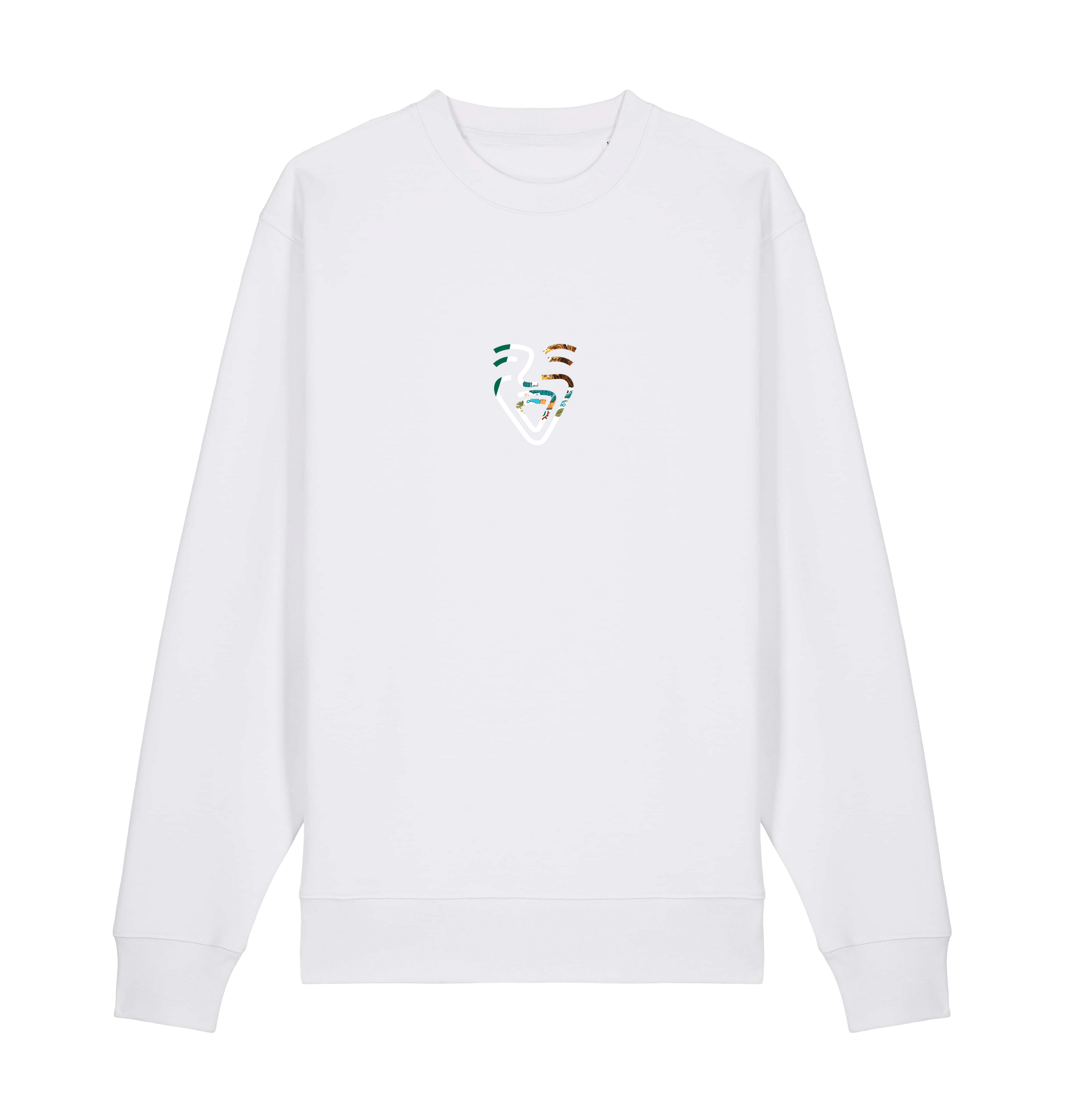 White Printed Sweater Front