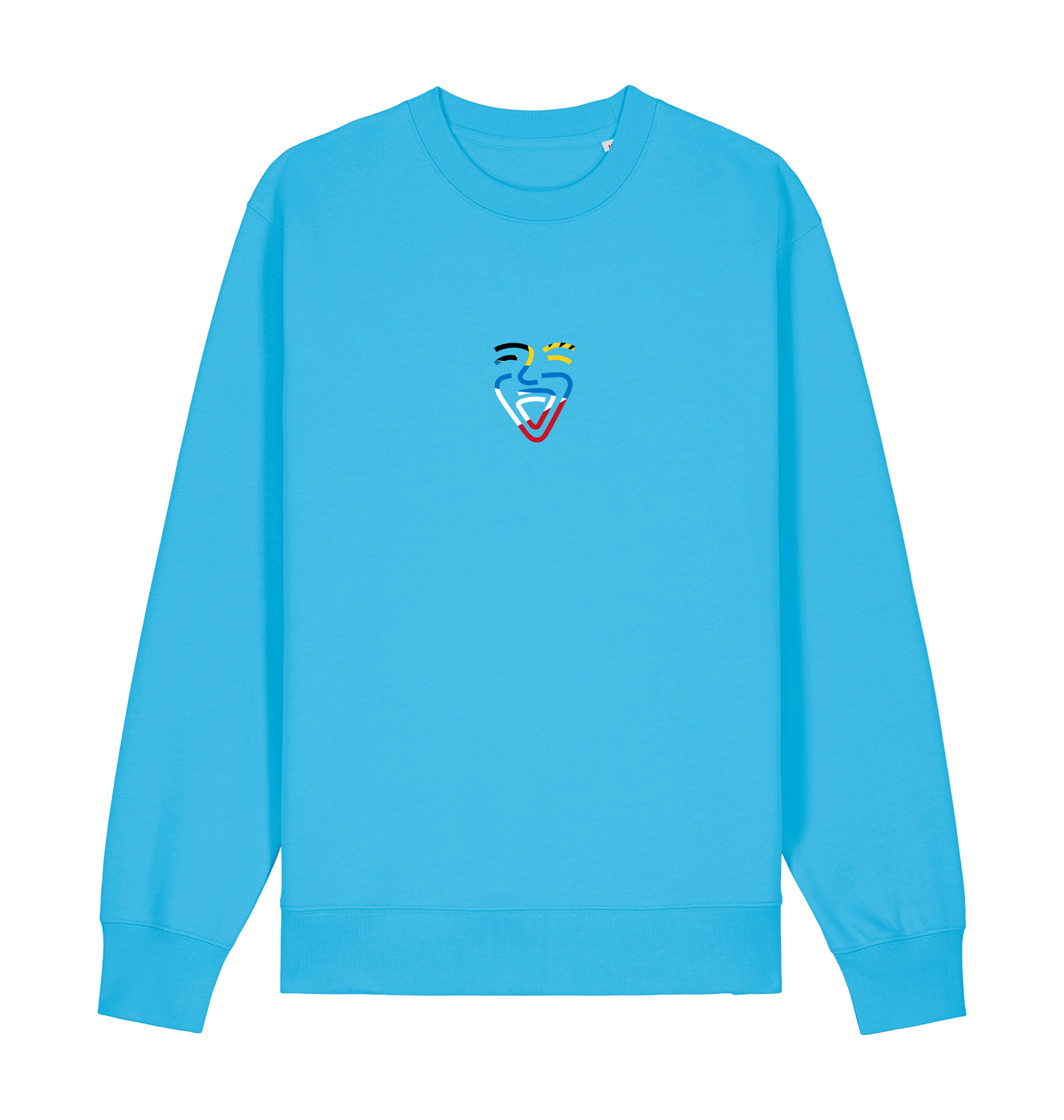 Aqua Blue Printed Sweater Front