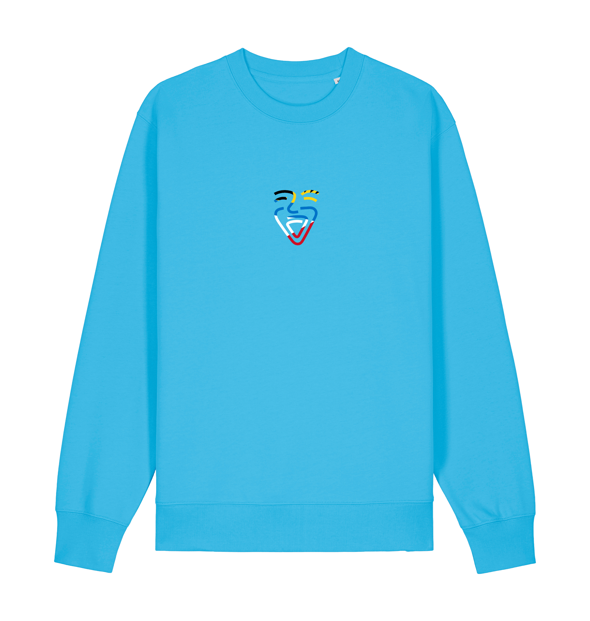 Aqua Blue Printed Sweater Front