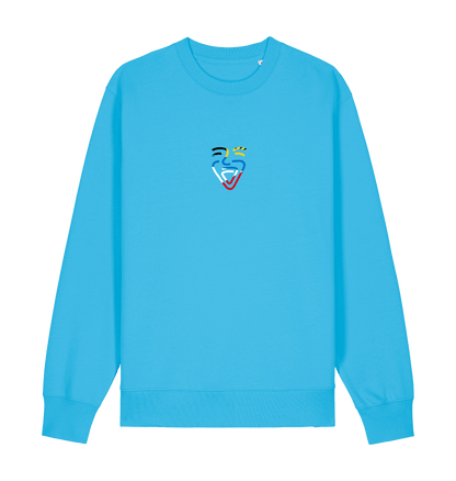Aqua Blue Printed Sweater Front