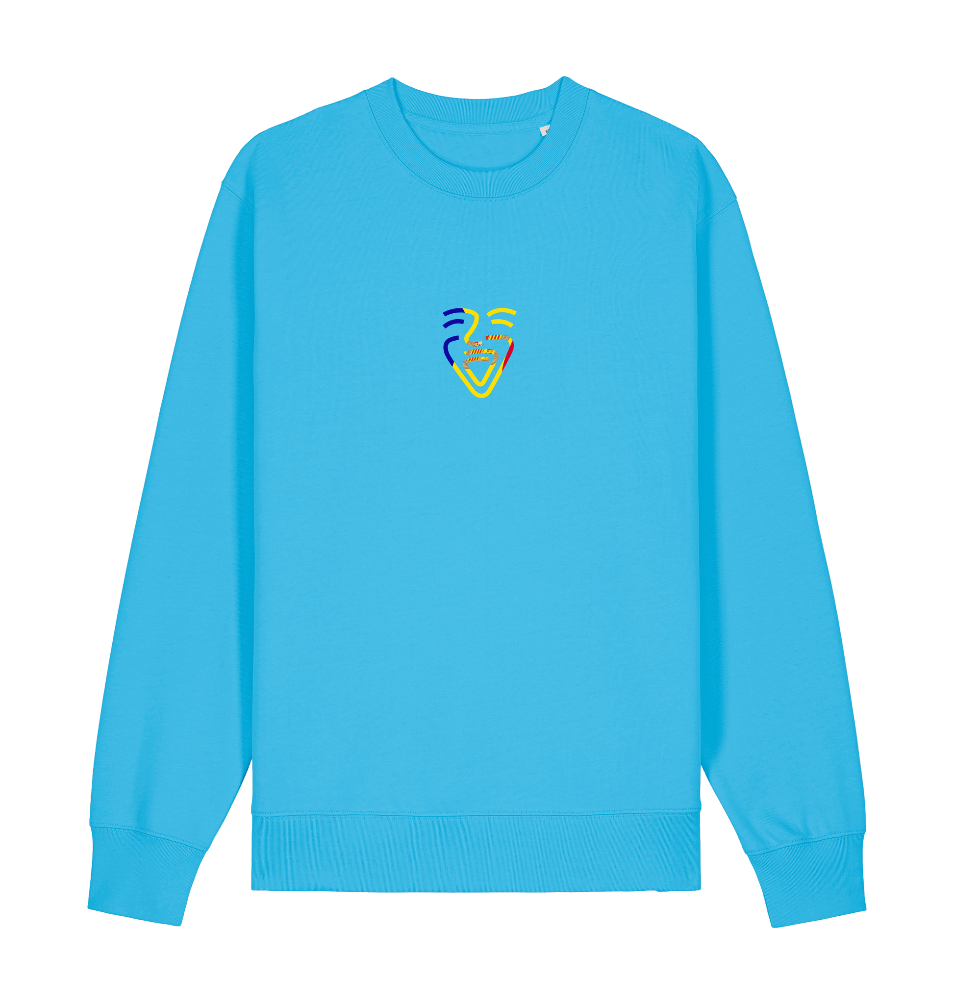 Aqua Blue Printed Sweater Front