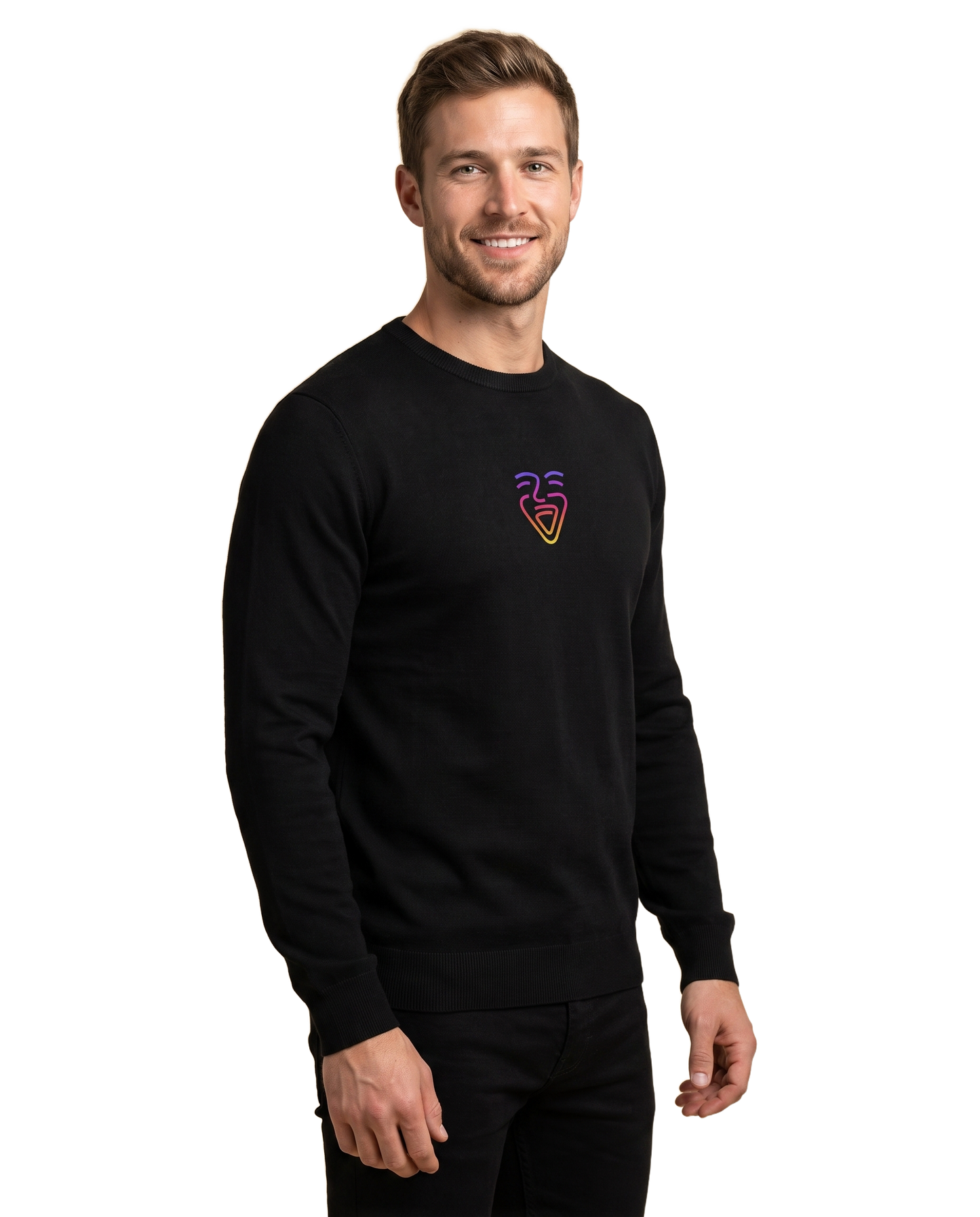 OneFam Logo Sweater – Black – Model (Mann)