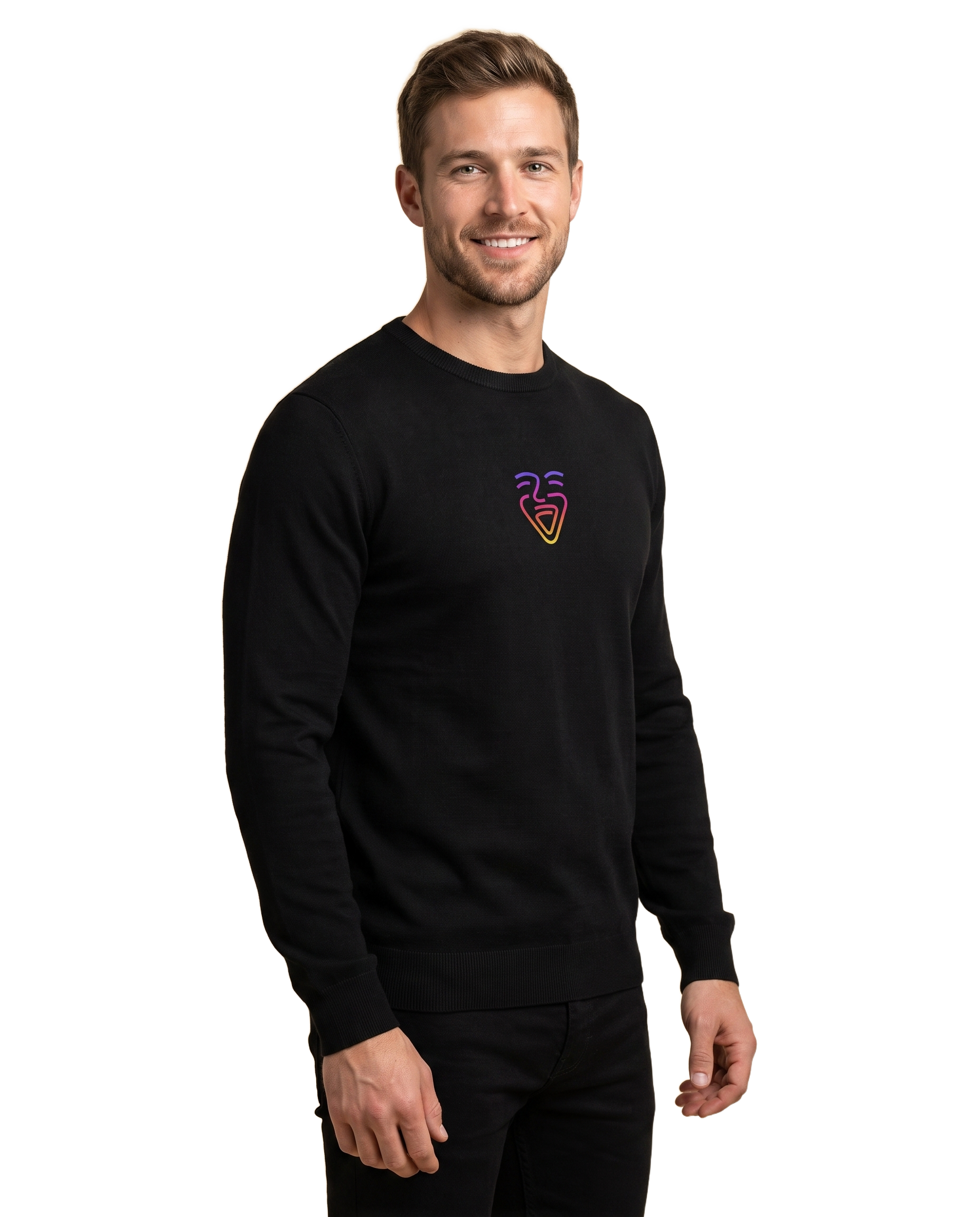 OneFam Logo Sweater – Black – Model (Mann)