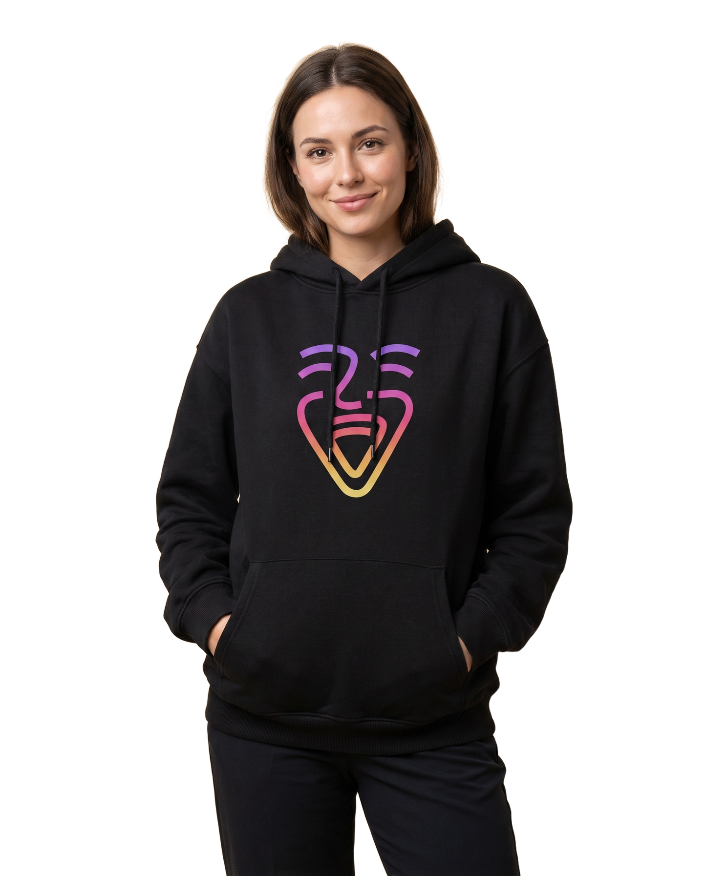 OneFam Logo Hoodie – Black – Model (Frau)