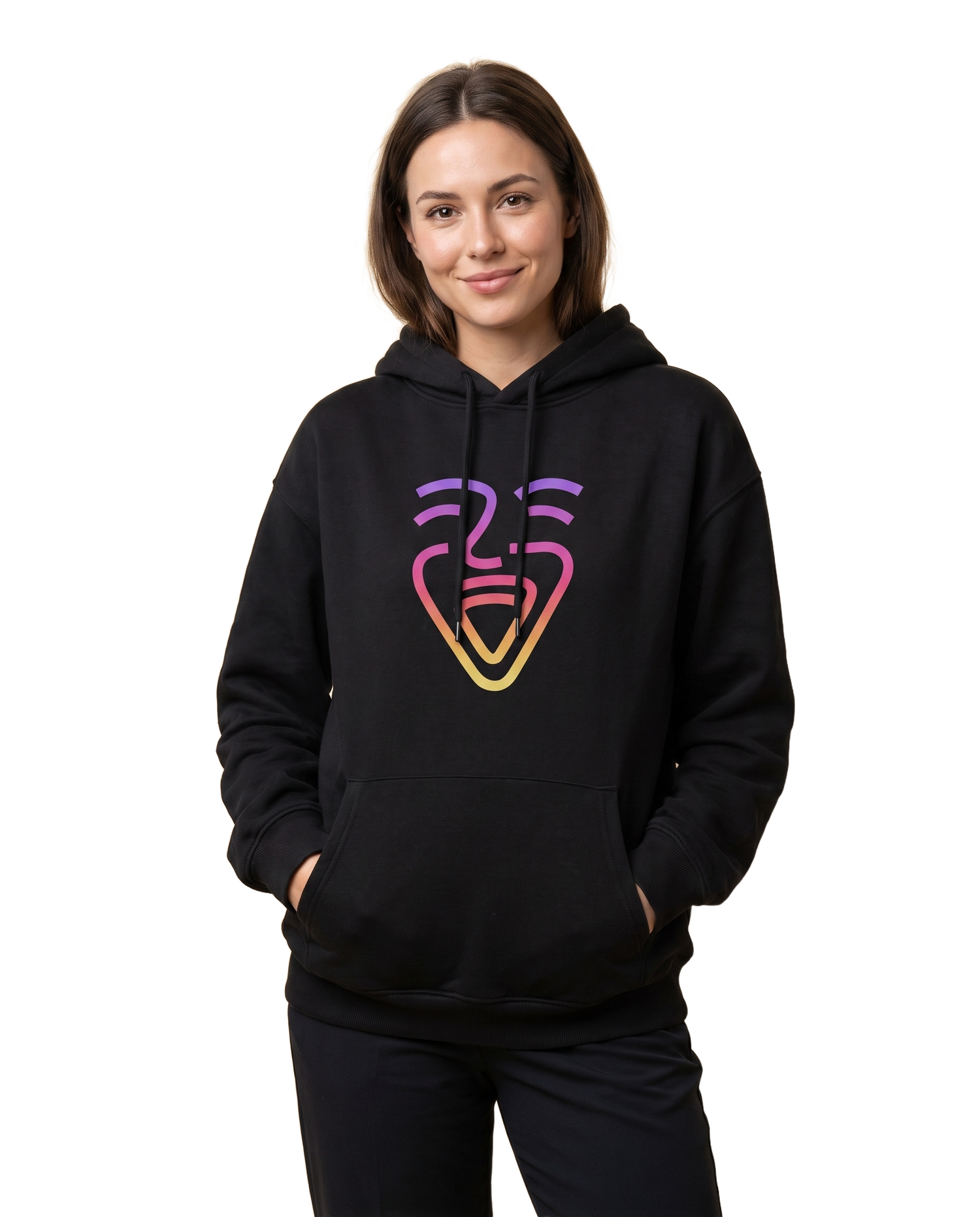 OneFam Logo Hoodie – Black – Model (Frau)