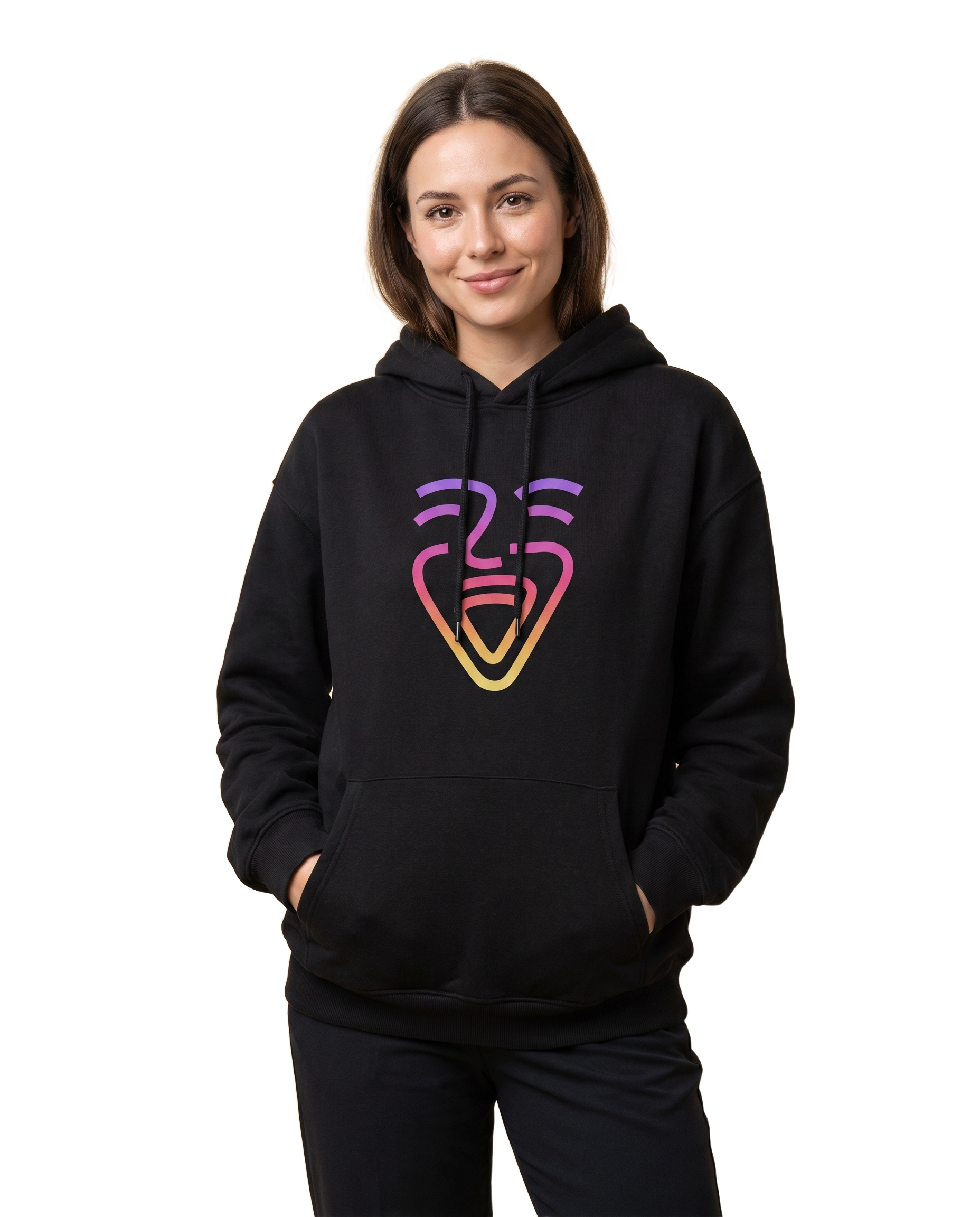 OneFam Logo Hoodie – Black – Model (Frau)