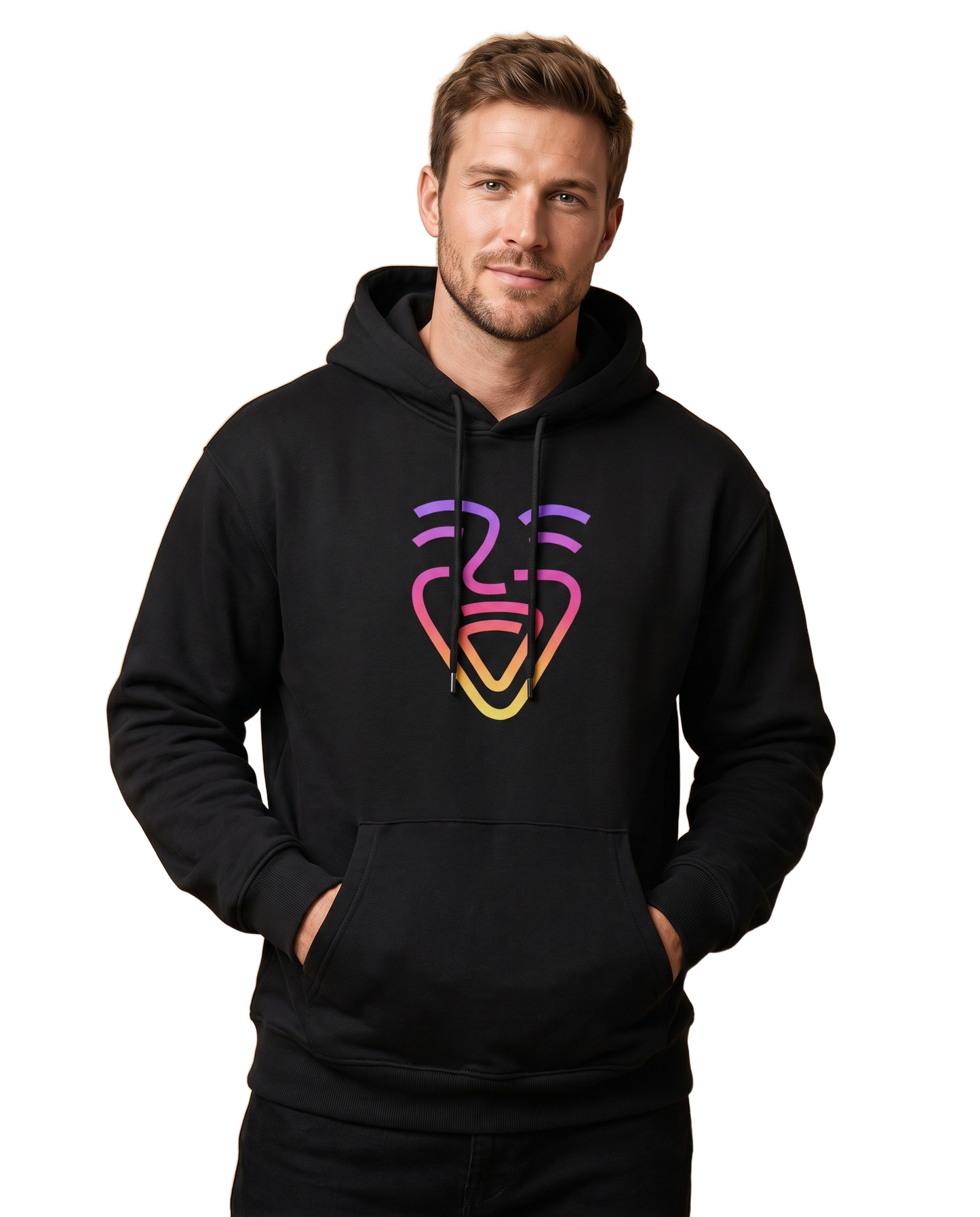 OneFam Logo Hoodie – Black – Model (Mann)
