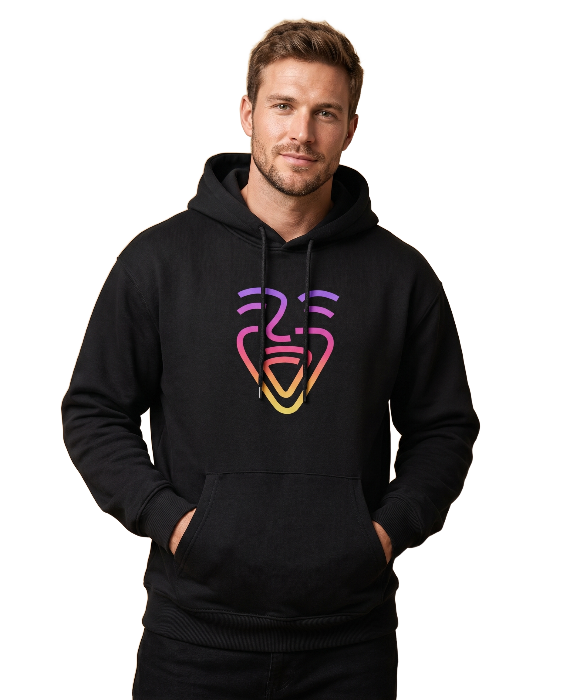 OneFam Logo Hoodie – Black – Model (Mann)