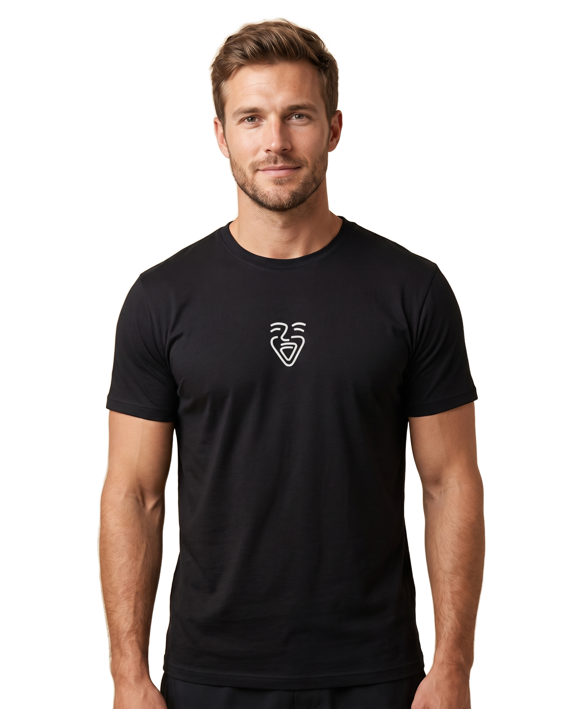 OneFam White Logo Shirt – Black – Model (Mann)