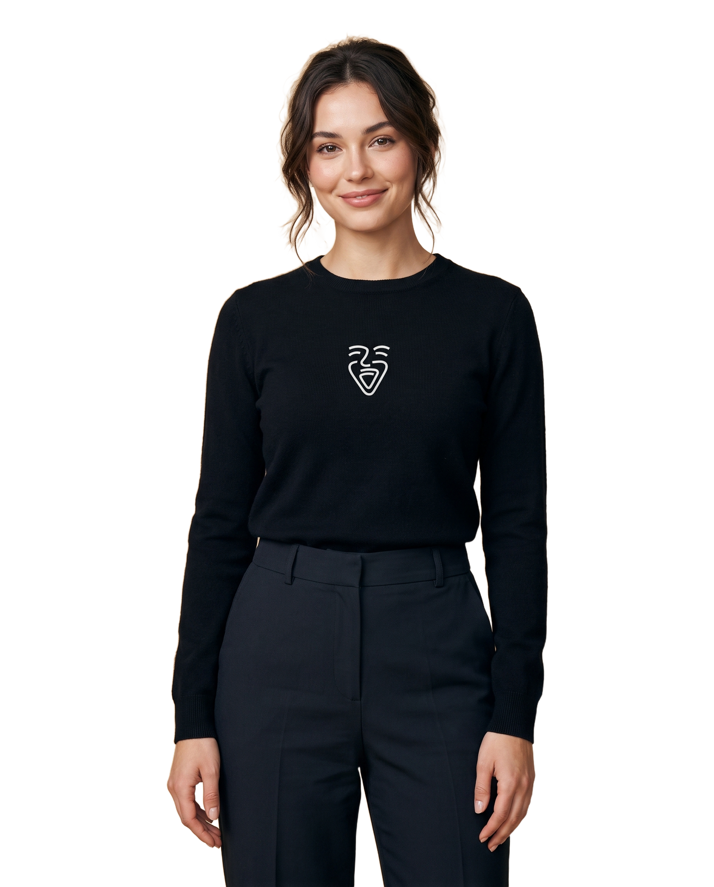 OneFam White Logo Sweater – Black – Model (Frau)