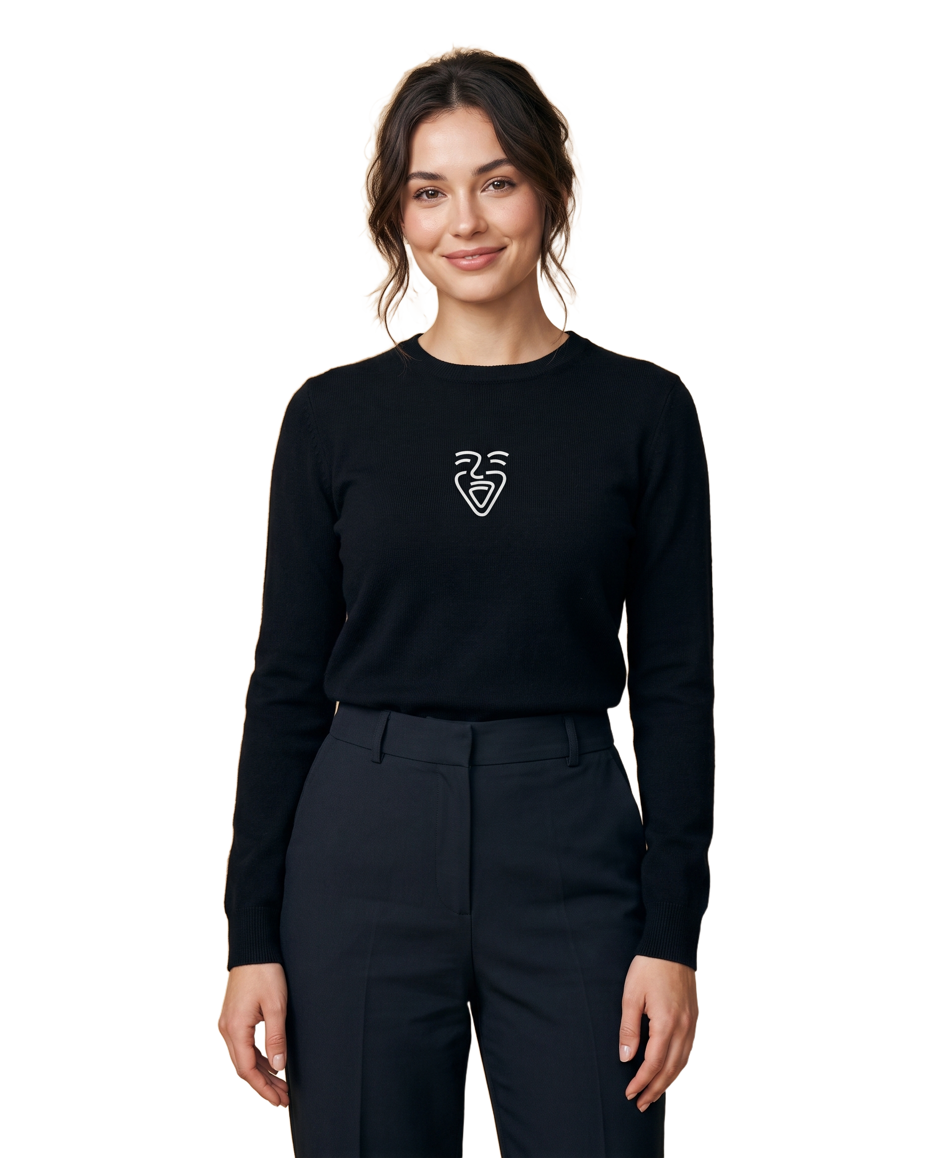 OneFam White Logo Sweater – Black – Model (Frau)