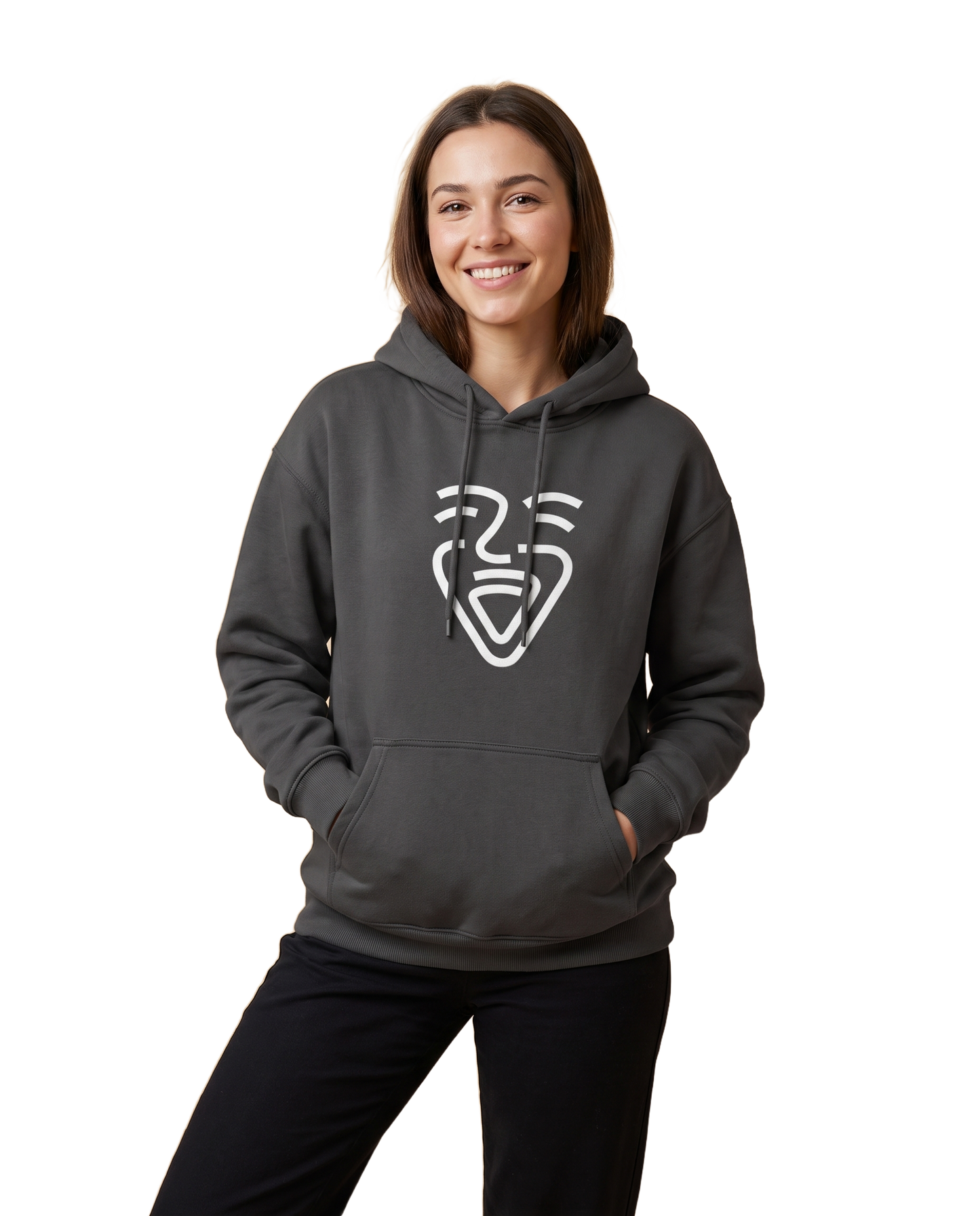 OneFam White Logo Hoodie – Black – Model (Frau)