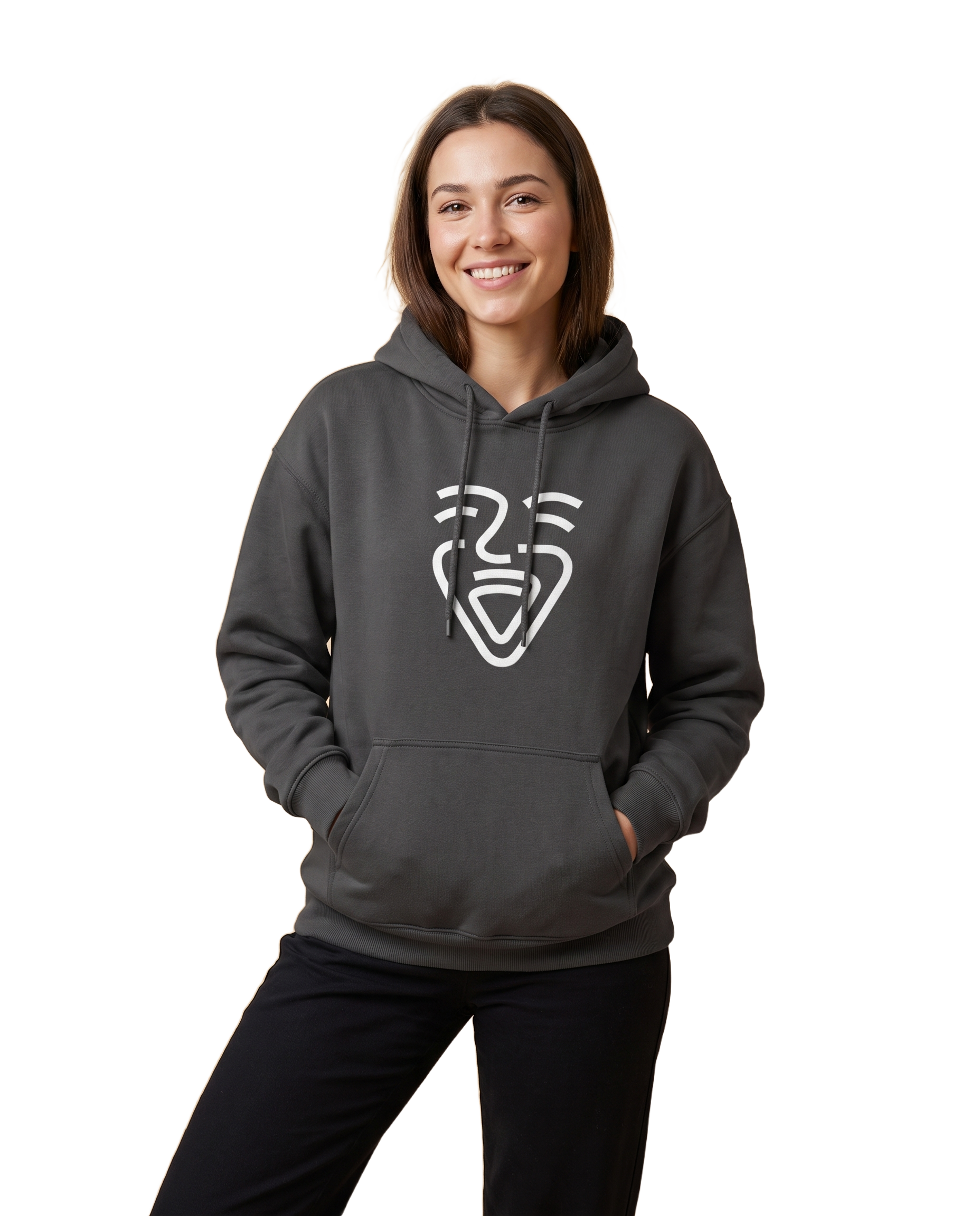 OneFam White Logo Hoodie – Black – Model (Frau)