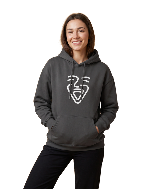 OneFam White Logo Hoodie – Black – Model (Frau)