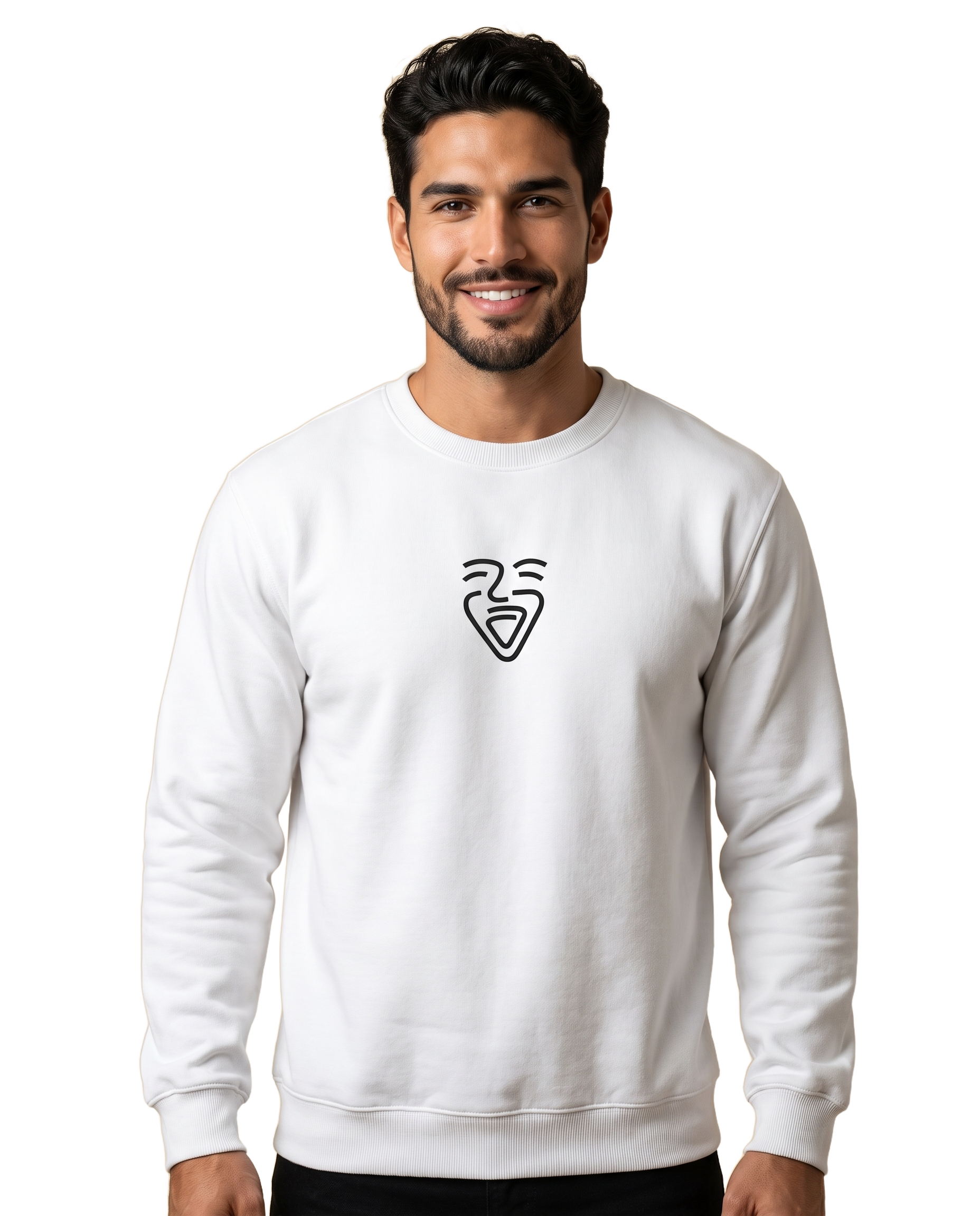 Logo Black Sweater – White – Model (Mann)