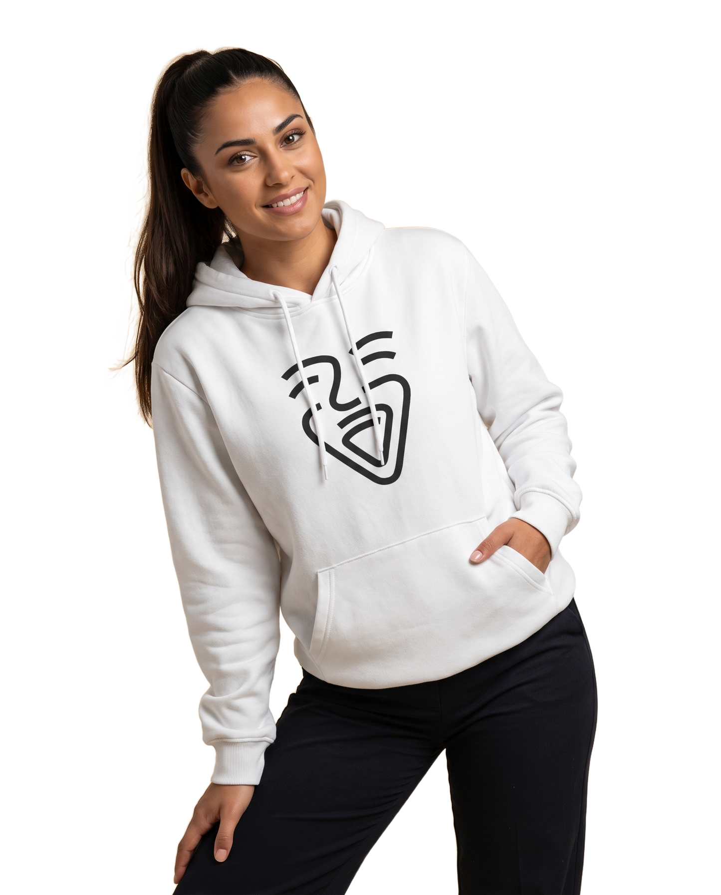 Logo Black Hoodie – White – Model (Frau)