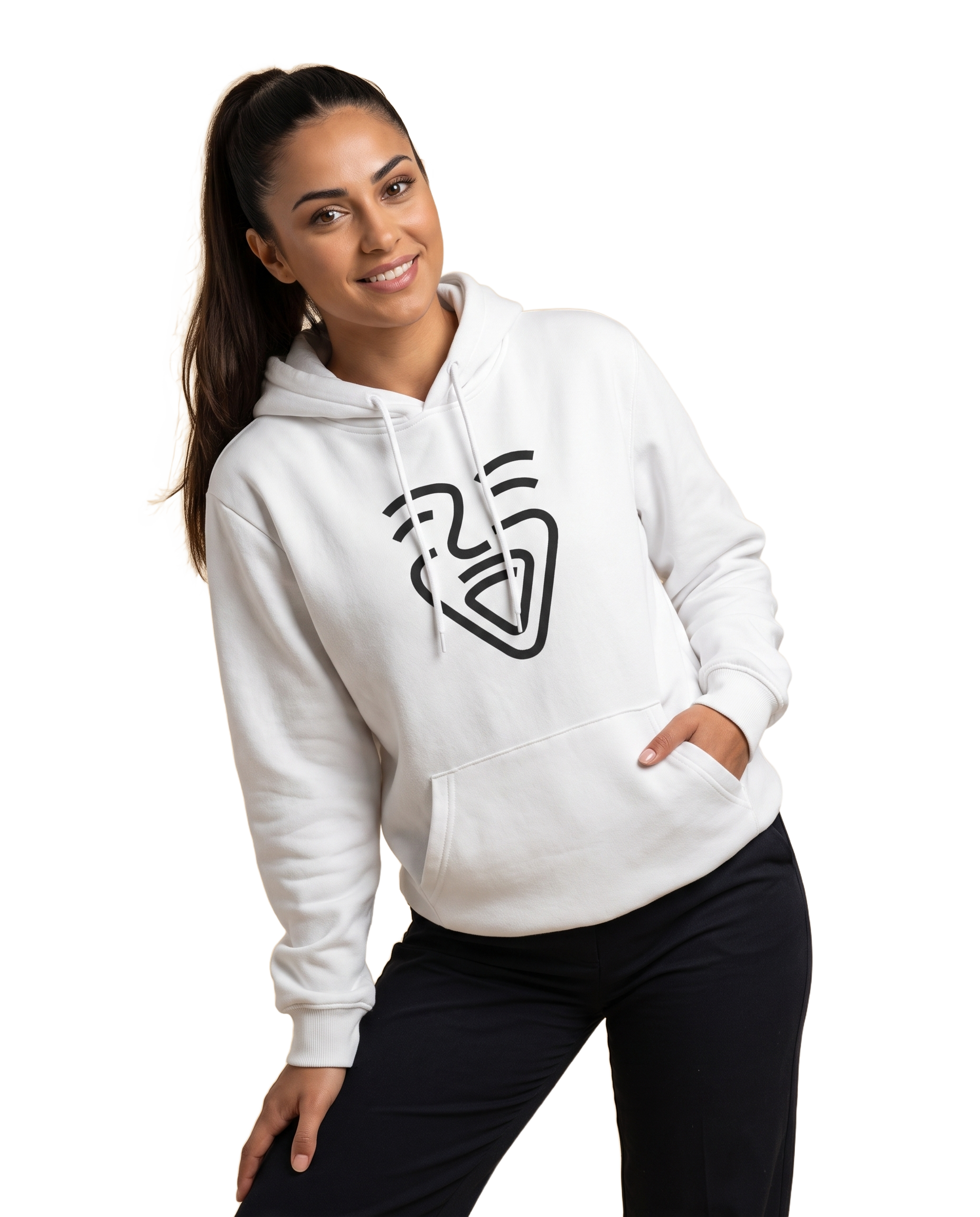 Logo Black Hoodie – White – Model (Frau)