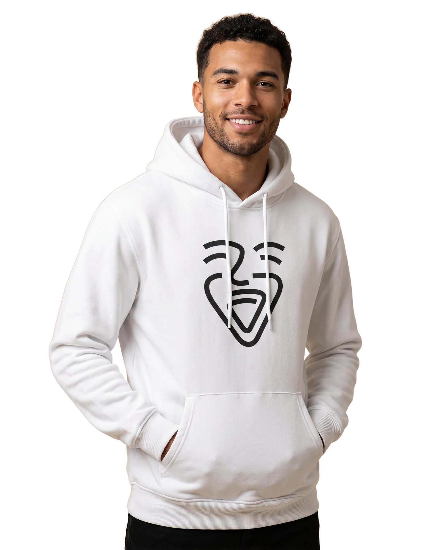 Logo Black Hoodie – White – Model (Mann)