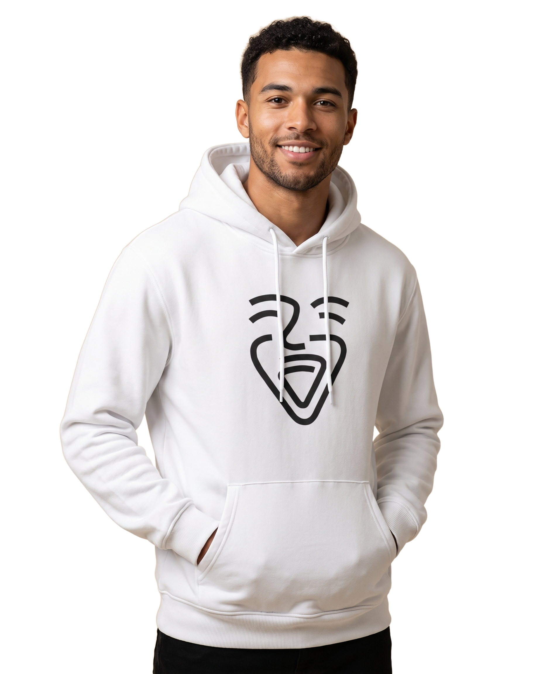Logo Black Hoodie – White – Model (Mann)