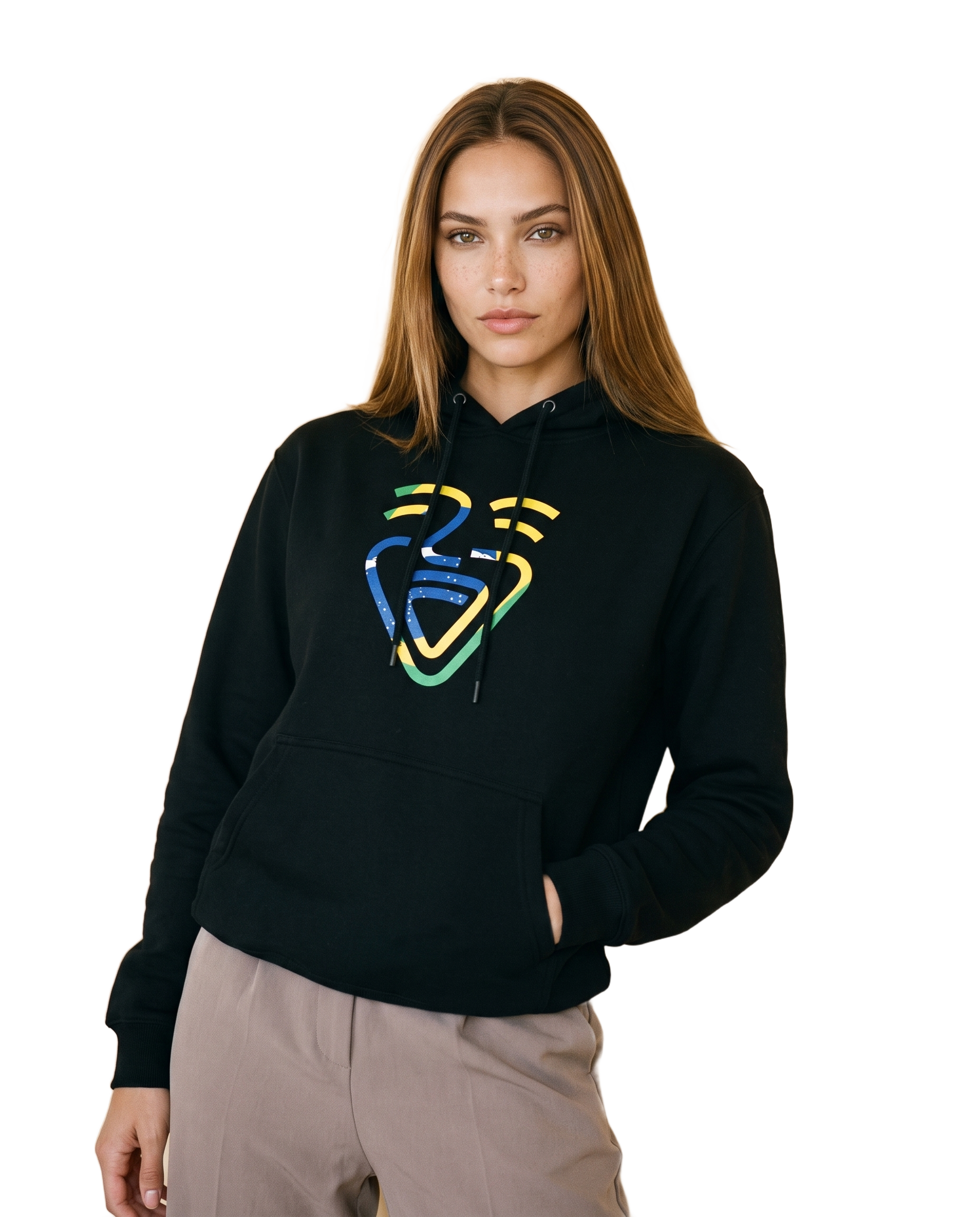 Brazil Hoodie – Black – Model (Frau)